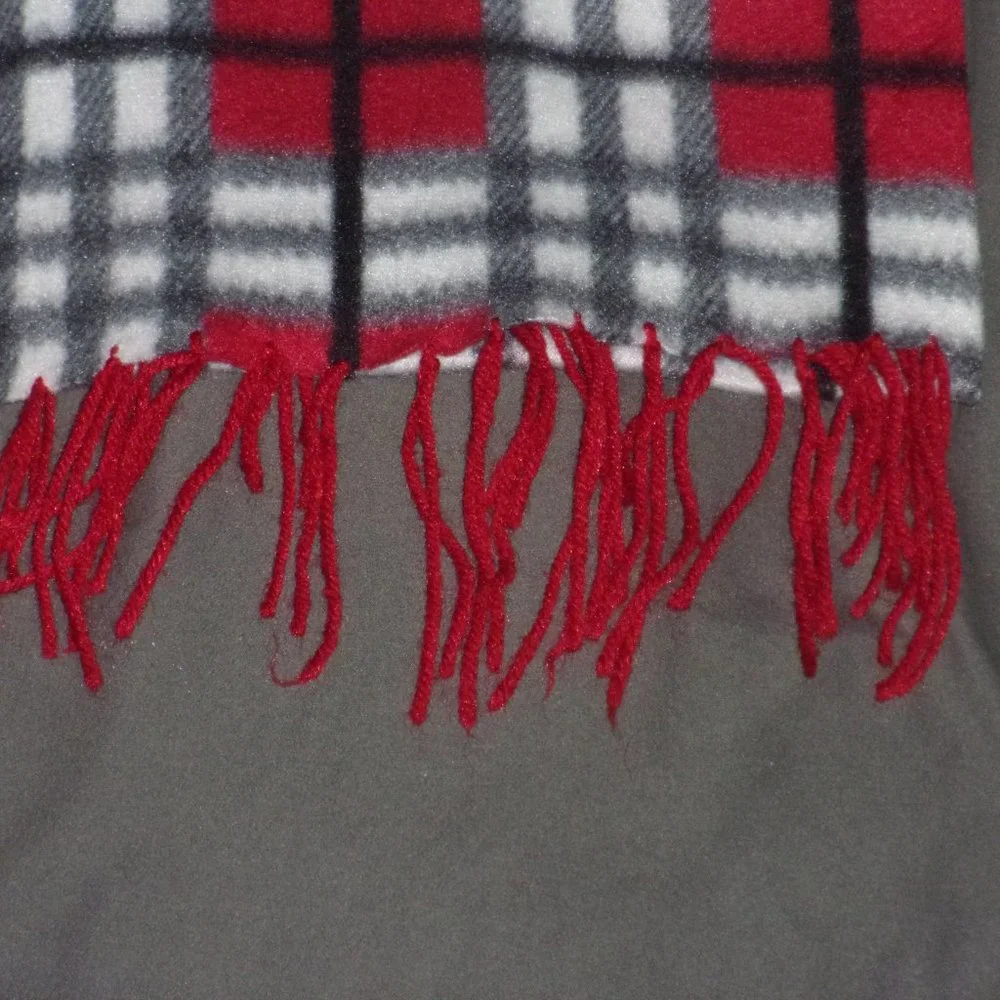 Greenbrier International Red White Black and Grey Men's Fleece Scarf